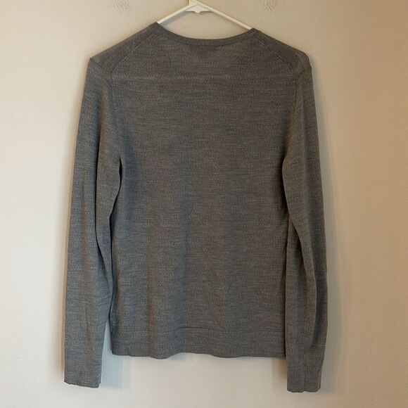 Brooks Brothers Women 100% merino wool logo gray knit sweater lightweight medium - Picture 6 of 6